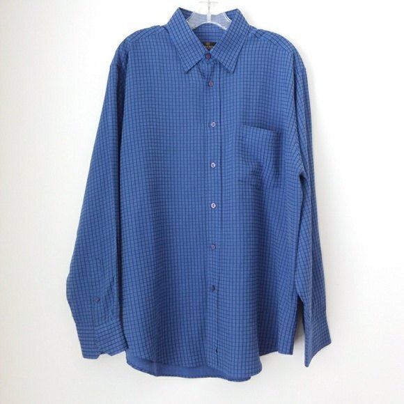 Bugatchi Blue Window Pane Long Sleeve Shirt L - Picture 8 of 8
